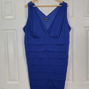 Enfocus Studio Royal Blue V-Neck Tiered Sheath Dress